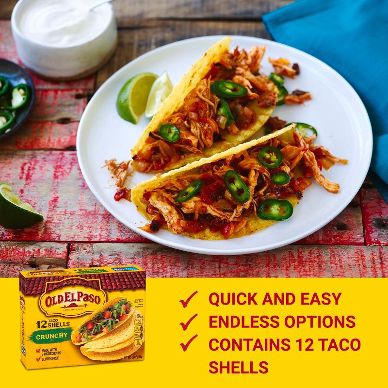 slide 3 of 12, Old El Paso Gluten Free Vegan Crunchy Taco Shells - 12pk/4.6oz, 12 ct; 4.6 oz