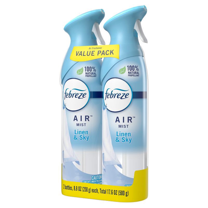 slide 9 of 10, Febreze Odor-Fighting Air Freshener - Linen & Sky - 17.6oz/2pk, 2 ct; 17.6 oz