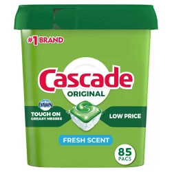 Cascade Original Dishwasher Pods, ActionPacs Dishwasher Detergent Tabs, Fresh Scent - 85ct