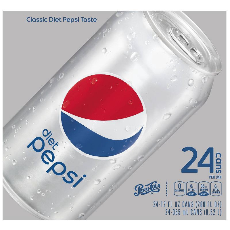 slide 3 of 3, Diet Pepsi Soda - 24pk/12 fl oz Cans, 24 ct; 12 fl oz