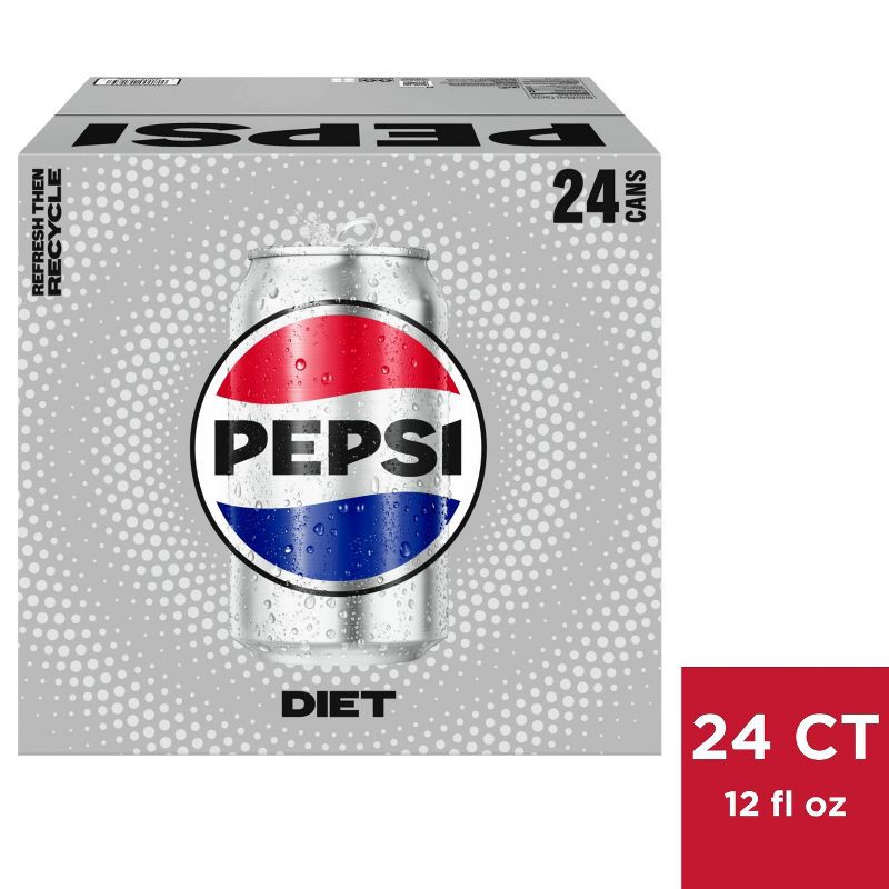 slide 1 of 3, Diet Pepsi Soda - 24pk/12 fl oz Cans, 24 ct; 12 fl oz