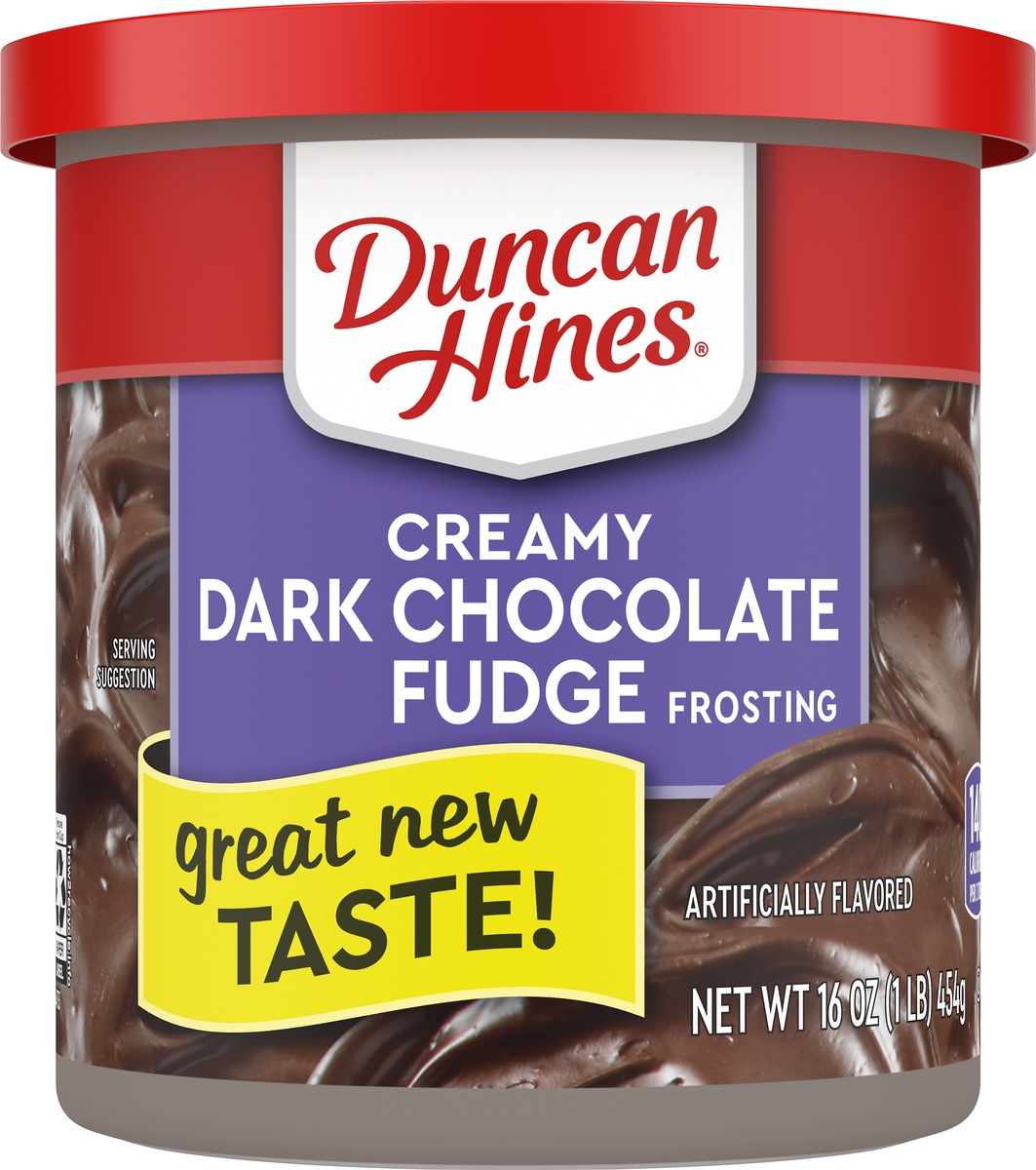 slide 6 of 9, Duncan Hines Creamy Dark Chocolate Fudge Frosting, 16 OZ, 16 oz