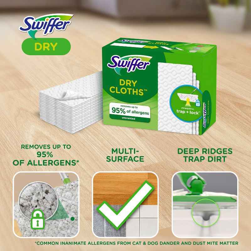 slide 2 of 12, Swiffer Sweeper Dry Multi-Surface Sweeping Cloths Refills - Unscented - 16ct, 16 ct