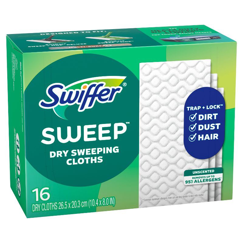 slide 10 of 12, Swiffer Sweeper Dry Multi-Surface Sweeping Cloths Refills - Unscented - 16ct, 16 ct