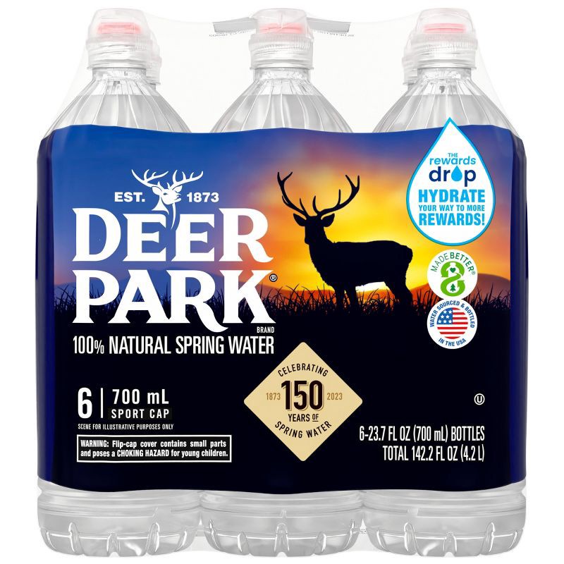 slide 6 of 9, Deer Park Brand 100% Natural Spring Water - 6pk/23.7 fl oz Sport Cap Bottles, 6 ct; 23.7 fl oz