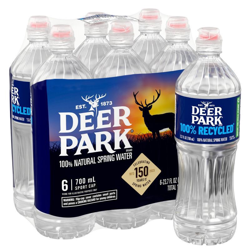 slide 1 of 9, Deer Park Brand 100% Natural Spring Water - 6pk/23.7 fl oz Sport Cap Bottles, 6 ct; 23.7 fl oz