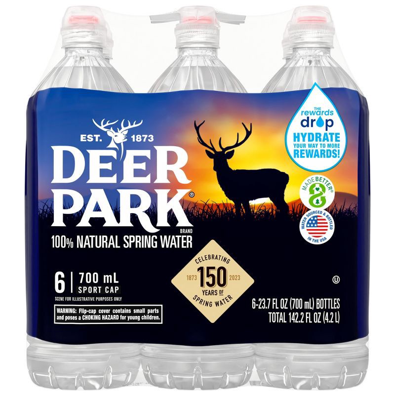 slide 5 of 9, Deer Park Brand 100% Natural Spring Water - 6pk/23.7 fl oz Sport Cap Bottles, 6 ct; 23.7 fl oz