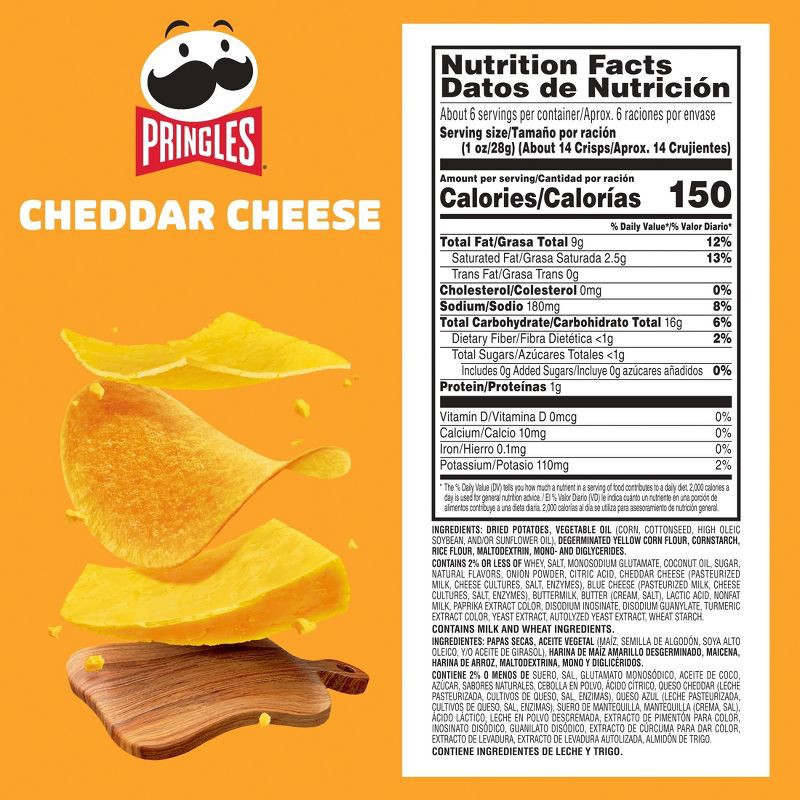 slide 8 of 9, Pringles Cheddar Cheese Potato Crisps Chips - 5.5oz, 5.5 oz