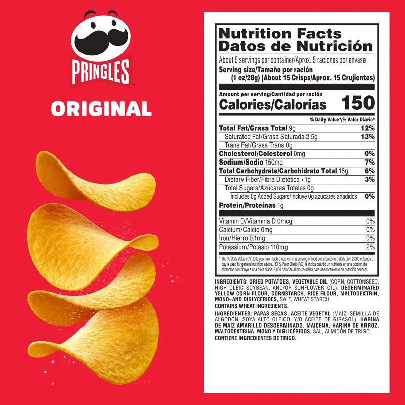 slide 7 of 8, Pringles Original Flavored Potato Crisps Chips - 5.2oz, 5.2 oz
