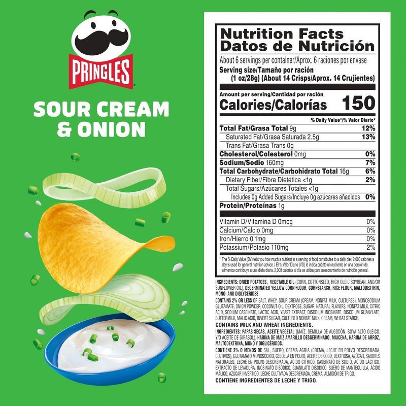slide 4 of 8, Pringles Sour Cream & Onion Potato Crisps Chips - 5.5oz, 5.5 oz