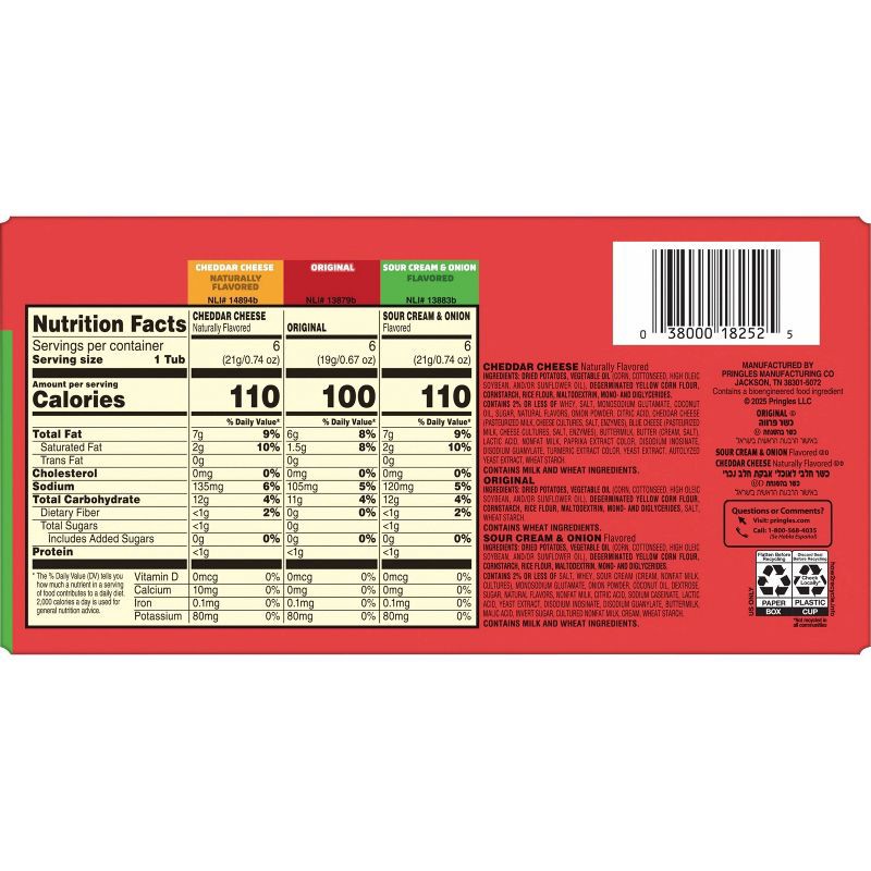 slide 2 of 7, Pringles Snack Cups Variety Pack Potato Crisps Chips - 12.9oz/18ct, 12.9 oz, 18 ct