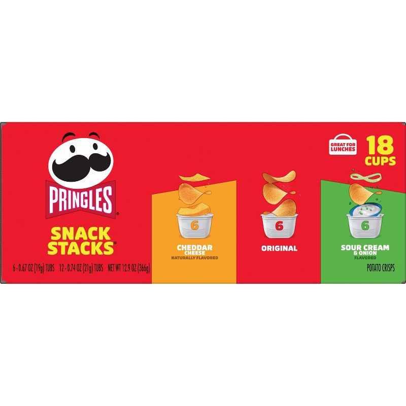 slide 3 of 10, Pringles Snack Stacks Variety Pack Potato Crisps Chips - 12.9oz/18ct, 12.9 oz, 18 ct