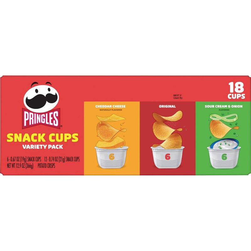 slide 6 of 7, Pringles Snack Cups Variety Pack Potato Crisps Chips - 12.9oz/18ct, 12.9 oz, 18 ct