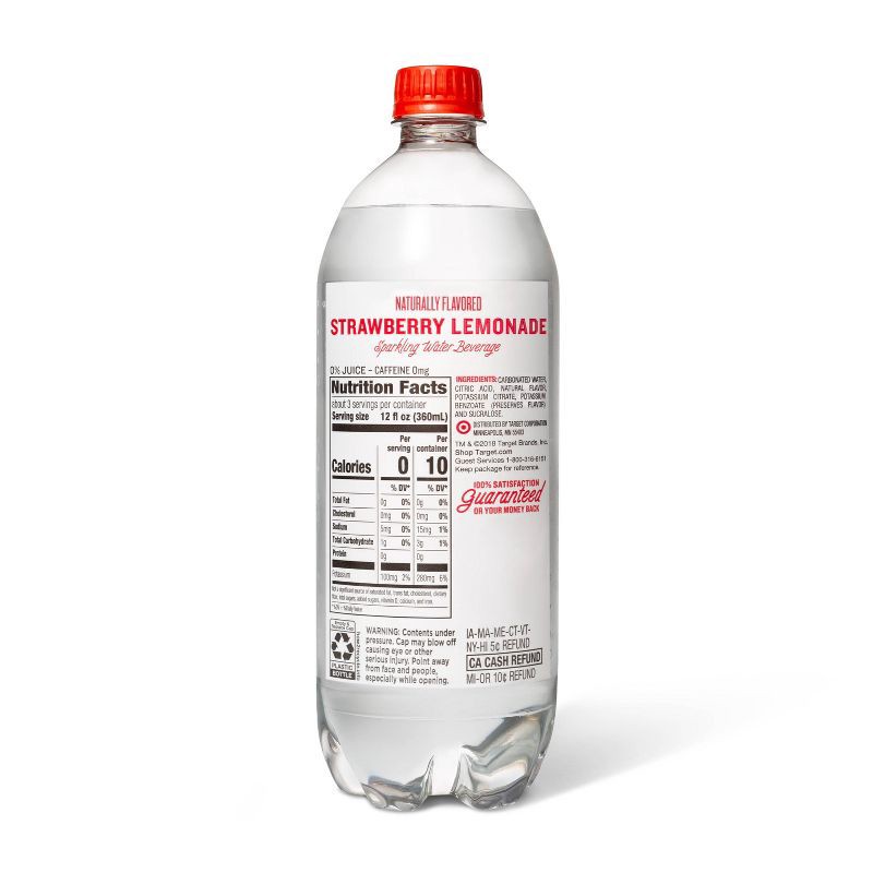 slide 2 of 3, Strawberry Lemonade Sparkling Water - 33.8 fl oz Bottle - Market Pantry™, 33.8 fl oz