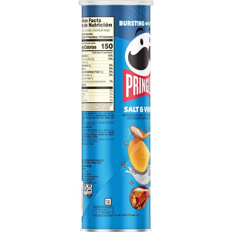 slide 8 of 10, Pringles Salt & Vinegar Potato Crisps Chips - 5.5oz, 5.5 oz