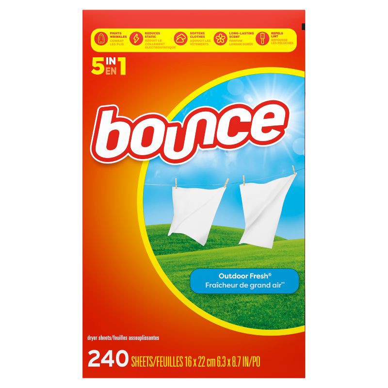 slide 9 of 14, Bounce Outdoor Fresh Fabric Softener Dryer Sheets - 240ct, 240 ct