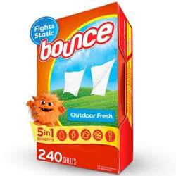 Bounce Outdoor Fresh Fabric Softener Dryer Sheets - 240ct: Box, Bleach-Free