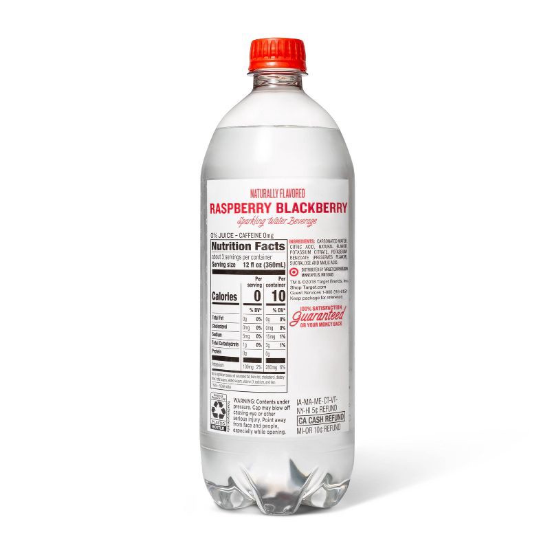 slide 2 of 3, Raspberry Blackberry Sparkling Water - 33.8 fl oz Bottle - Market Pantry™, 33.8 fl oz