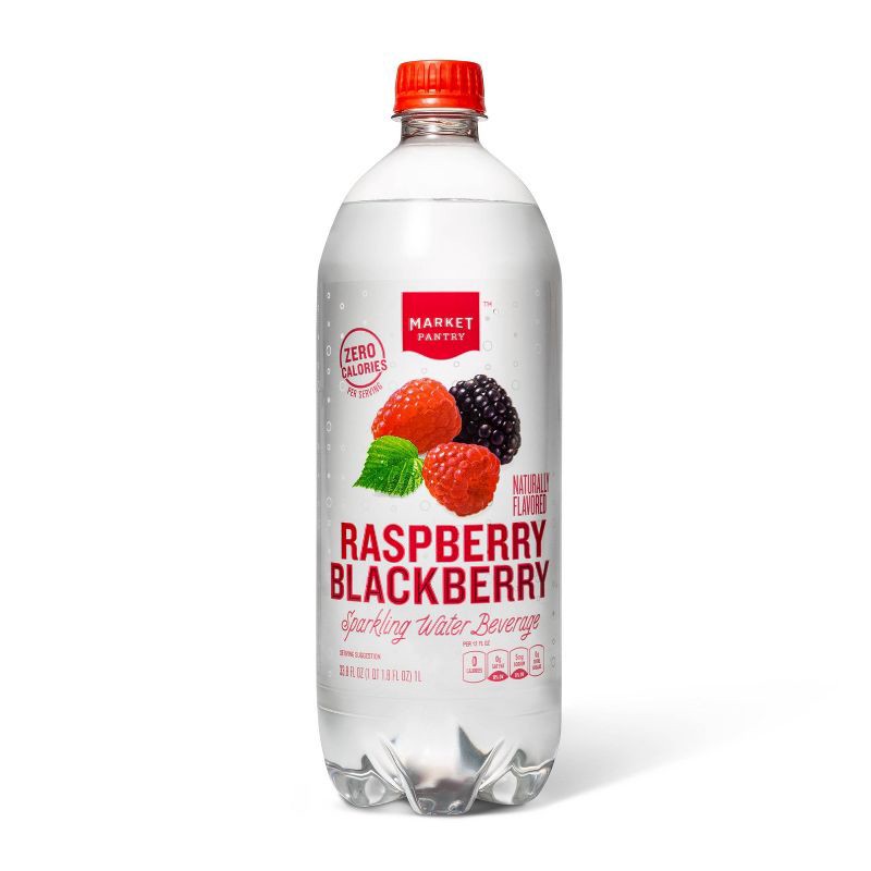 slide 1 of 3, Raspberry Blackberry Sparkling Water - 33.8 fl oz Bottle - Market Pantry™, 33.8 fl oz