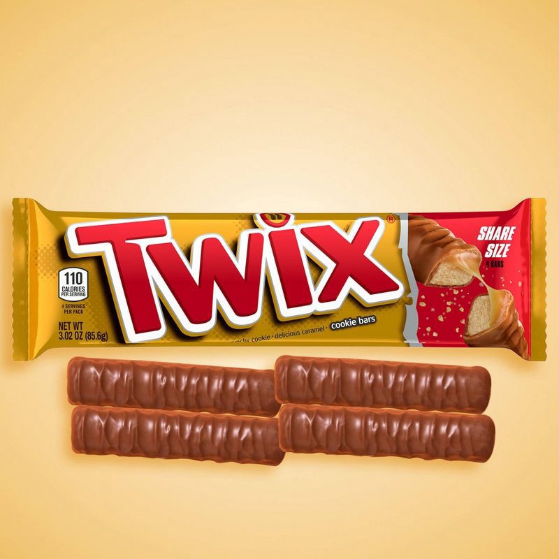 slide 2 of 8, Twix Chocolate Caramel Candy Cookie Bars Sharing Size - 3.02oz, 3.02 oz