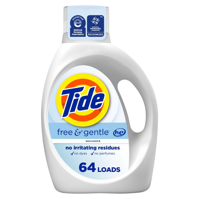 slide 1 of 12, Tide Free & Gentle Unscented HE Deep Cleaning Concentrated Liquid Laundry Detergent 64 Loads - 84 fl oz, 84 fl oz