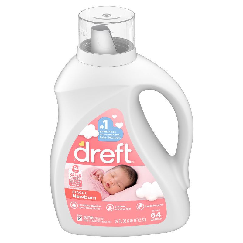 slide 2 of 12, Dreft Original Stage 1: Newborn Hypoallergenic HE Liquid Laundry Detergent 64 Loads- 92 fl oz, 92 fl oz