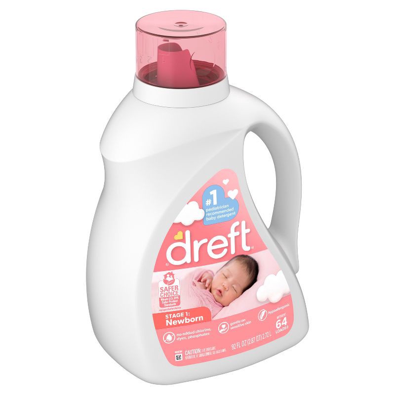 slide 10 of 12, Dreft Original Stage 1: Newborn Hypoallergenic HE Liquid Laundry Detergent 64 Loads- 92 fl oz, 92 fl oz