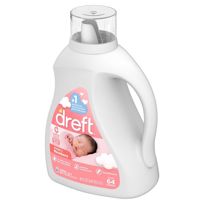 slide 11 of 12, Dreft Original Stage 1: Newborn Hypoallergenic HE Liquid Laundry Detergent 64 Loads- 92 fl oz, 92 fl oz