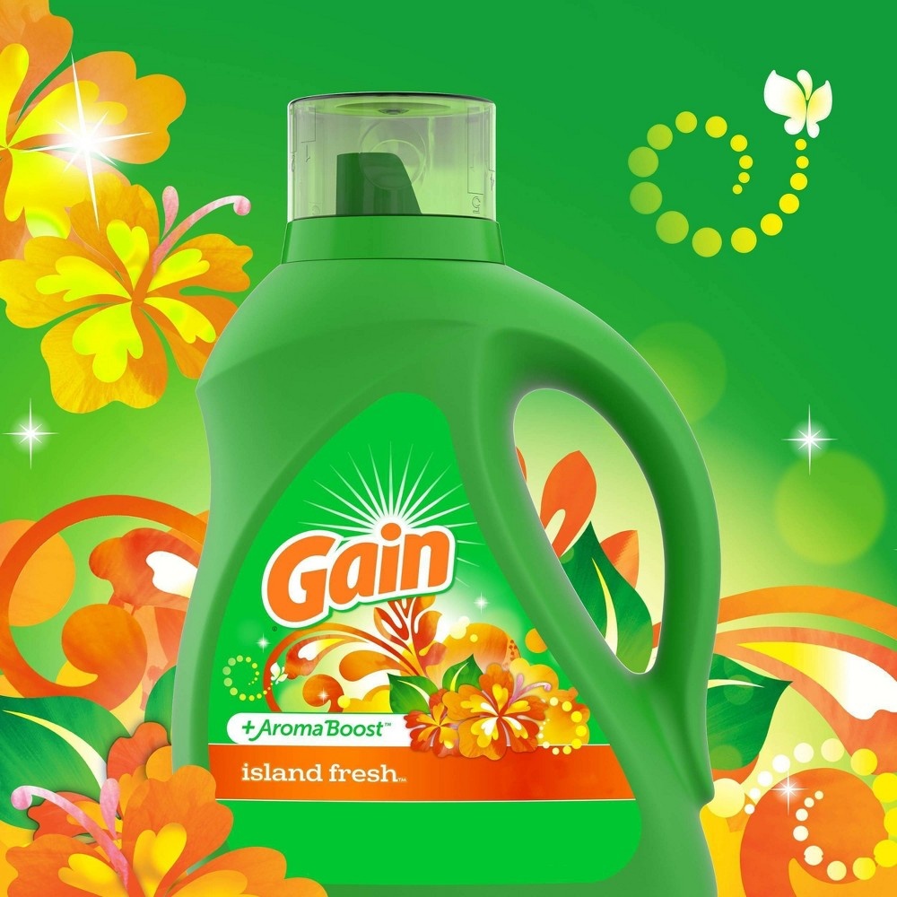 slide 7 of 9, Gain + Aroma Boost Island Fresh Scent HE Compatible Liquid Laundry Detergent - 92 fl oz, 92 fl oz