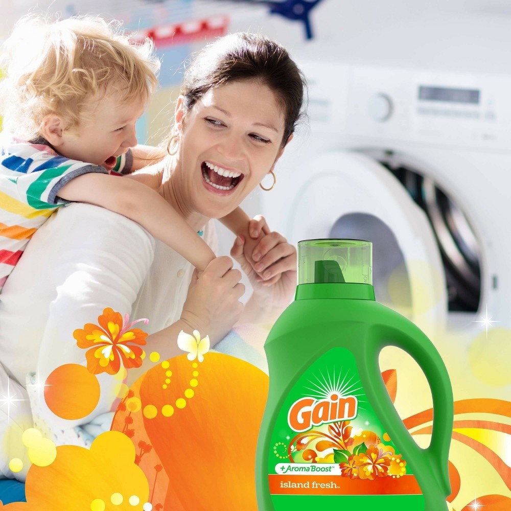 slide 4 of 9, Gain + Aroma Boost Island Fresh Scent HE Compatible Liquid Laundry Detergent - 92 fl oz, 92 fl oz