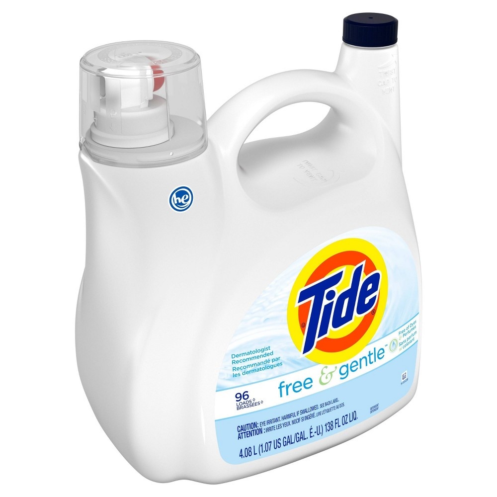 slide 3 of 7, Tide High Efficiency Liquid Laundry Detergent - Free & Gentle - 138 fl oz, 138 fl oz