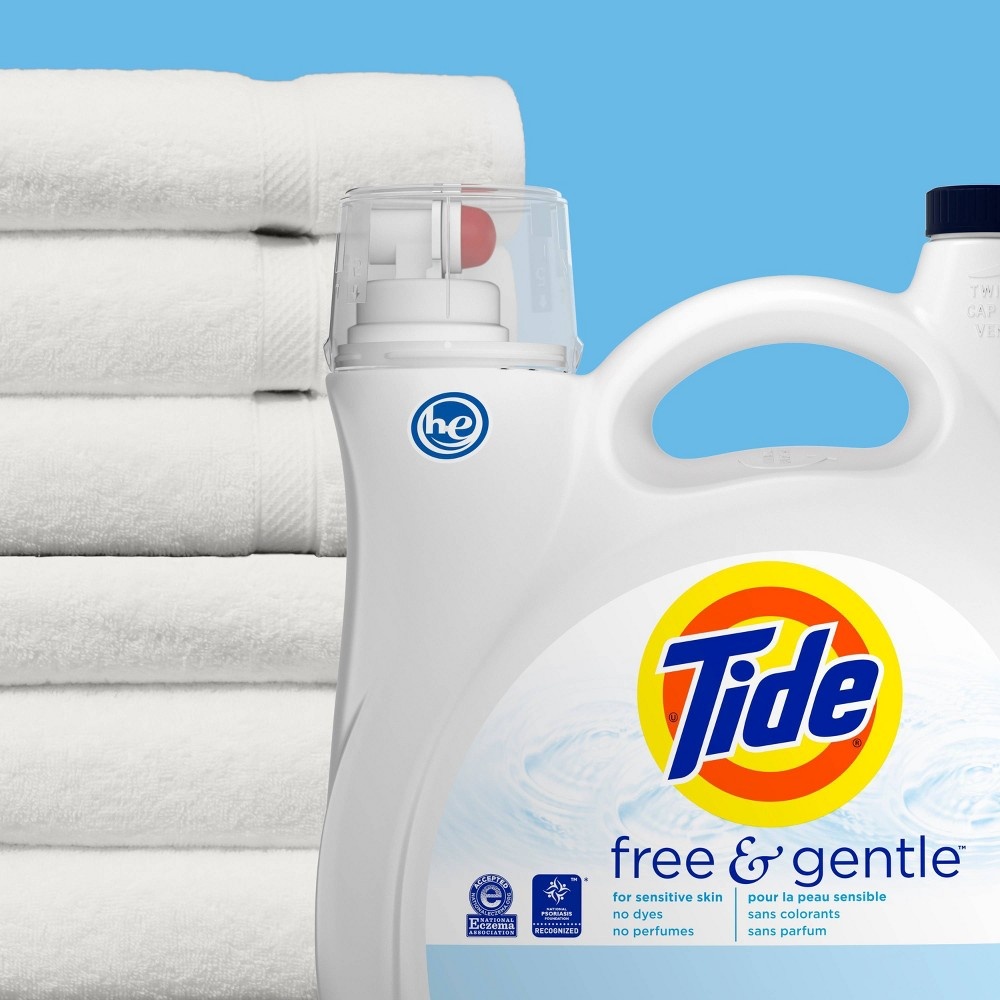 slide 5 of 7, Tide High Efficiency Liquid Laundry Detergent - Free & Gentle - 138 fl oz, 138 fl oz