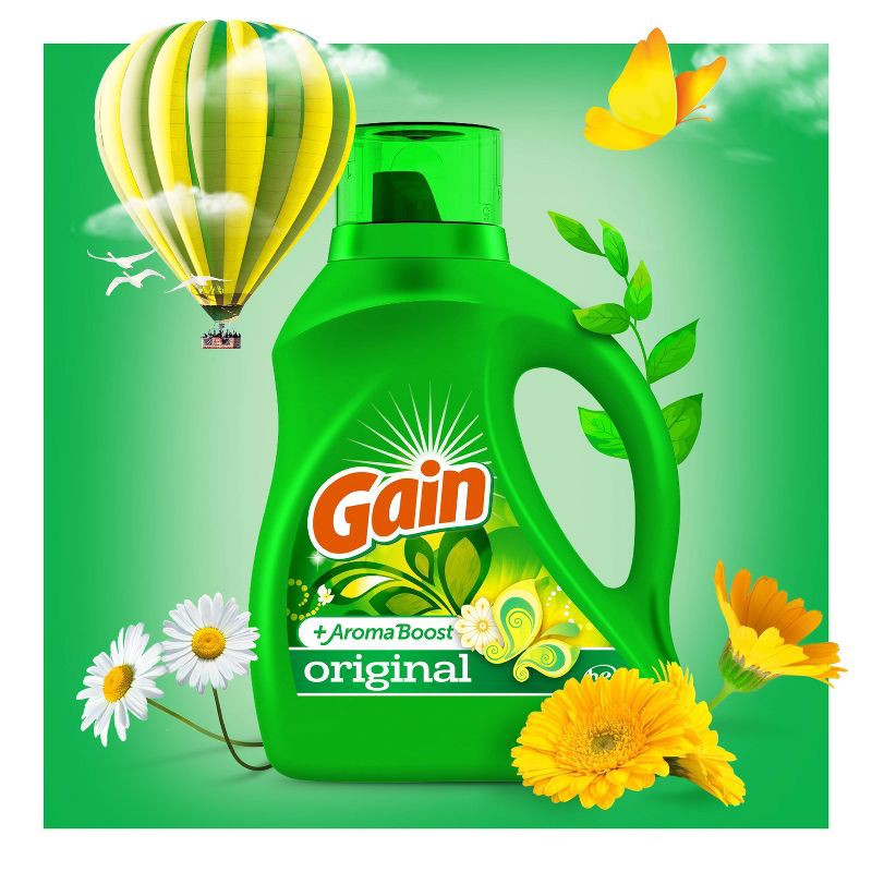 slide 2 of 9, Gain + Aroma Boost Original Scent HE Compatible Liquid Laundry Detergent Soap - 46 fl oz, 46 fl oz