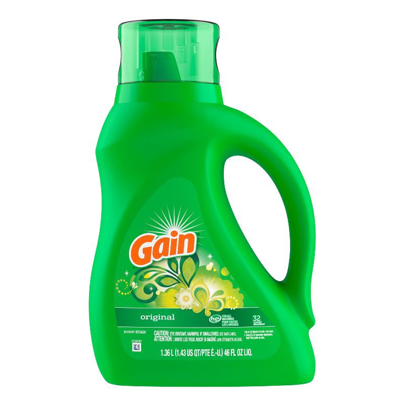 slide 12 of 13, Gain Original HE Concentrated Liquid Laundry Detergent 32 Loads - 46 fl oz, 46 fl oz