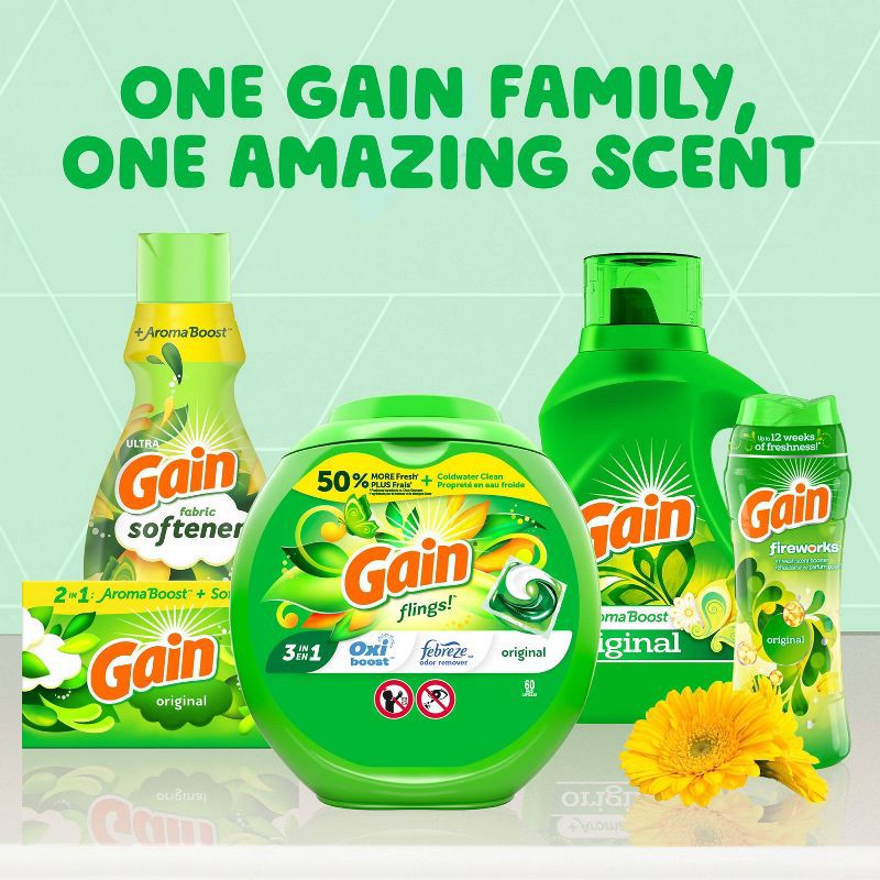 slide 7 of 9, Gain + Aroma Boost Original Scent HE Compatible Liquid Laundry Detergent Soap - 46 fl oz, 46 fl oz