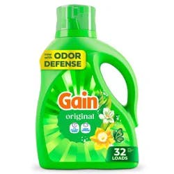 Gain Original HE Concentrated Liquid Laundry Detergent 32 Loads - 42 fl oz: Plastic Bottle, Cold Water Detergent, Spill-Resistant Lid, Aluminum-Free