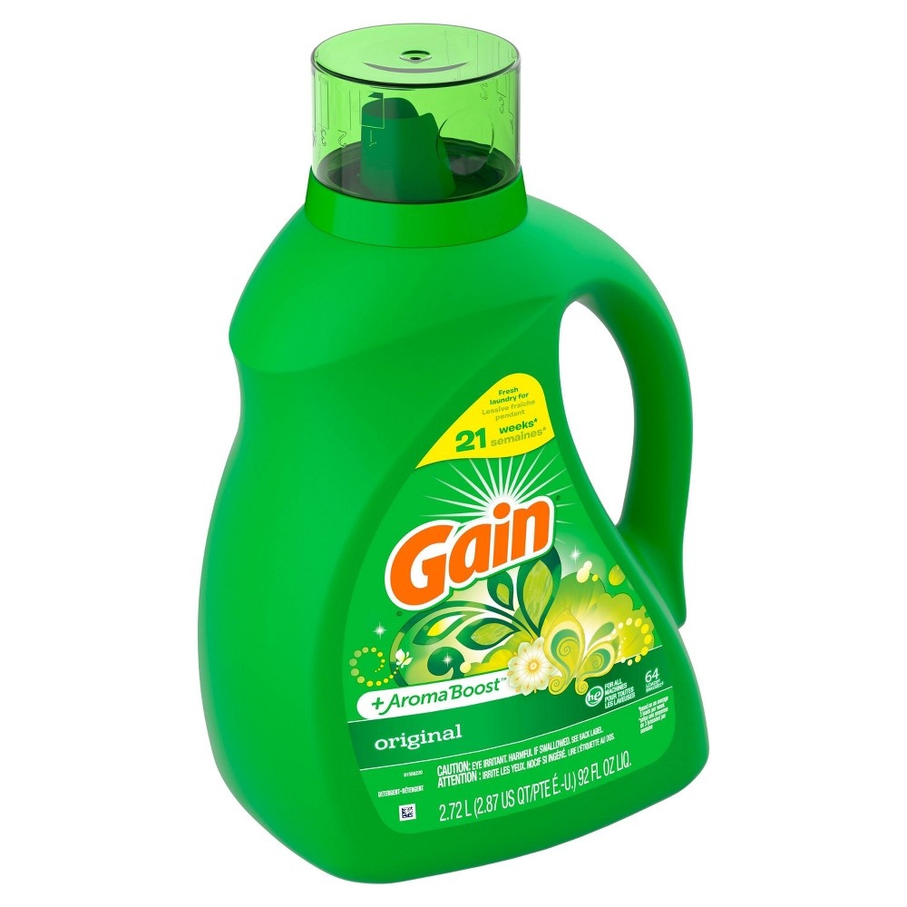 slide 4 of 8, Gain + Aroma Boost Original Scent HE Compatible Liquid Laundry Detergent - 92 fl oz, 92 fl oz