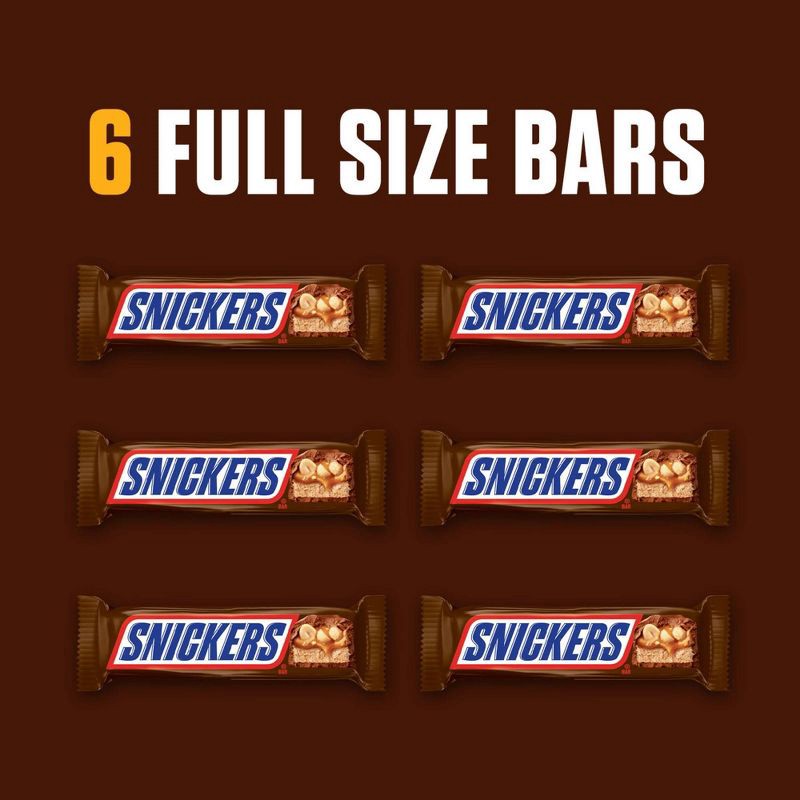 slide 2 of 8, Snickers Full Size Chocolate Candy Bars - 1.86oz/6ct, 1.86 oz, 6 ct