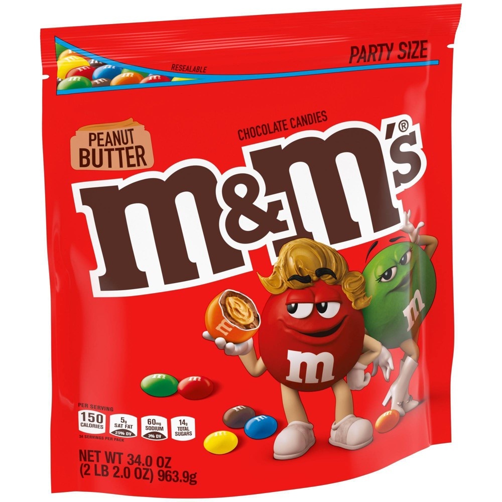 slide 6 of 7, M&M's Party Size Peanut Butter Chocolate Candies - 34oz, 34 oz