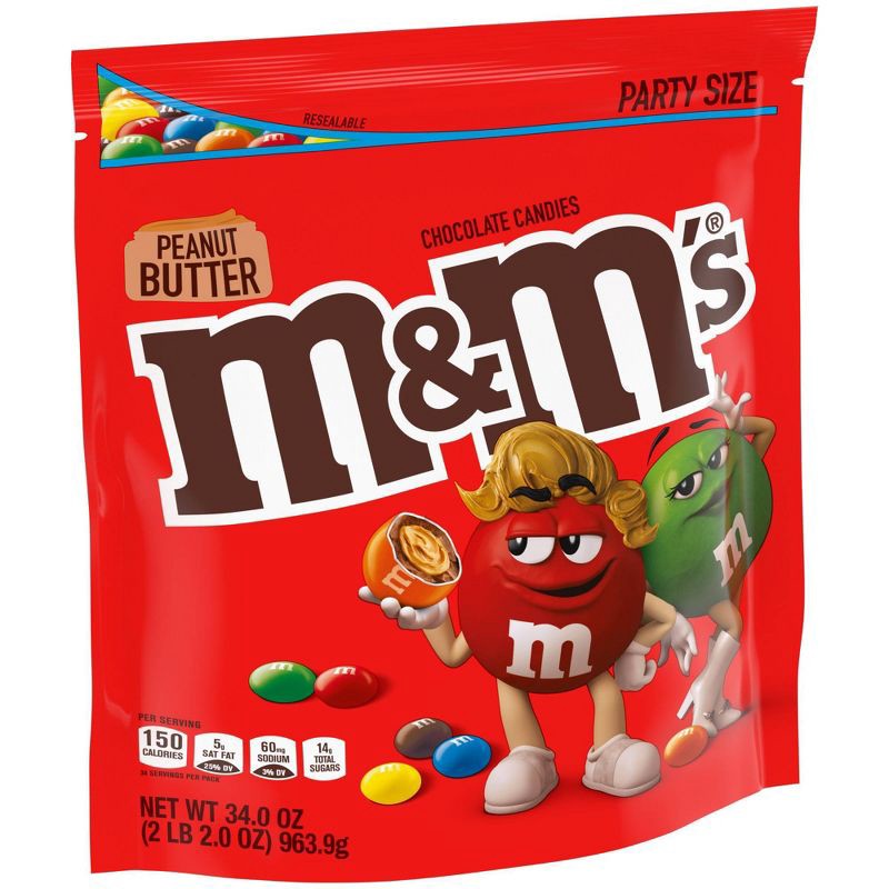 slide 6 of 7, M&M's Party Size Peanut Butter Chocolate Candy - 34oz, 34 oz
