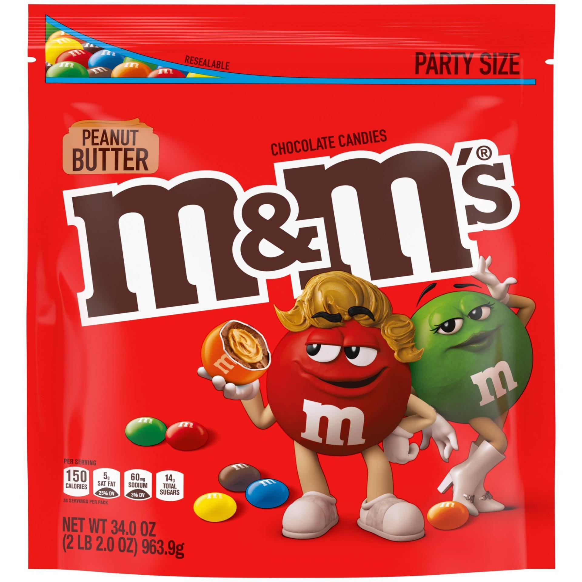 slide 1 of 7, M&M's Party Size Peanut Butter Chocolate Candies - 34oz, 34 oz