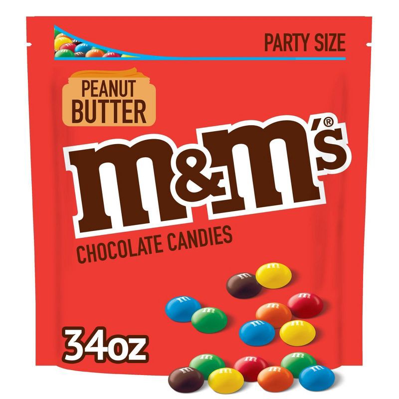 slide 1 of 7, M&M's Party Size Peanut Butter Chocolate Candy - 34oz, 34 oz