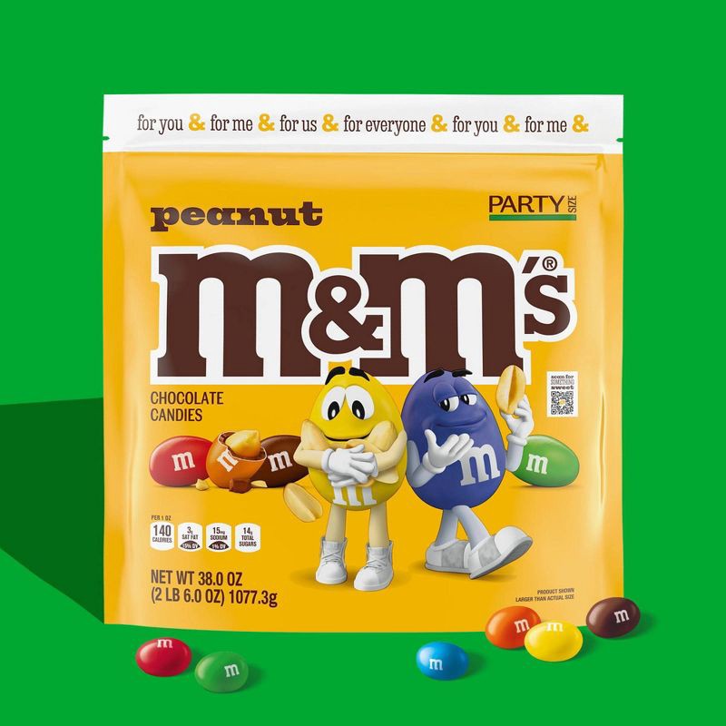 slide 2 of 11, M&M's Party Size Peanut Chocolate Candy - 38oz, 38 oz