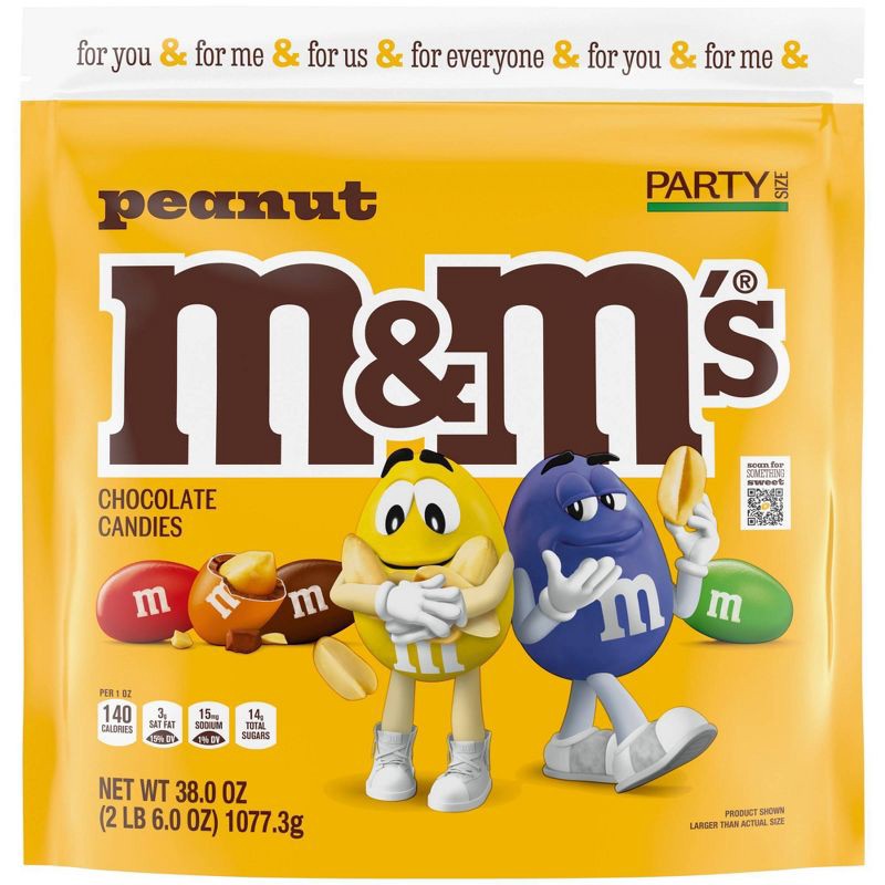 slide 2 of 12, M&M's Party Size Peanut Chocolate Candy - 38oz, 38 oz