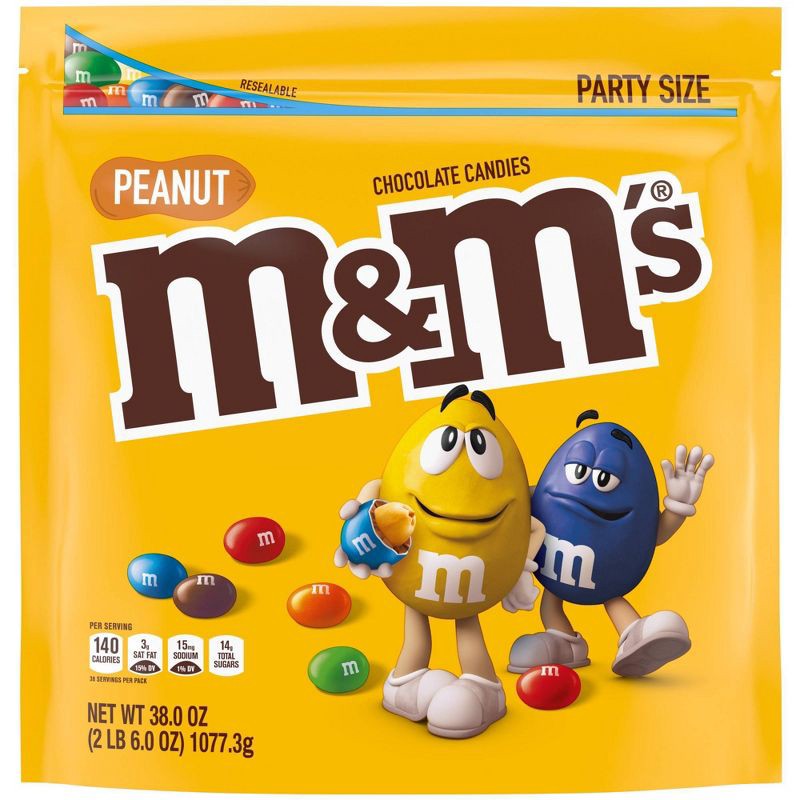 slide 3 of 9, M&M's Party Size Peanut Chocolate Candy - 38oz, 38 oz