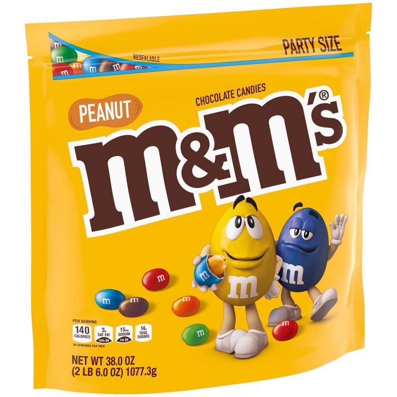 slide 6 of 7, M&M's Party Size Peanut Chocolate Candy - 38oz, 38 oz