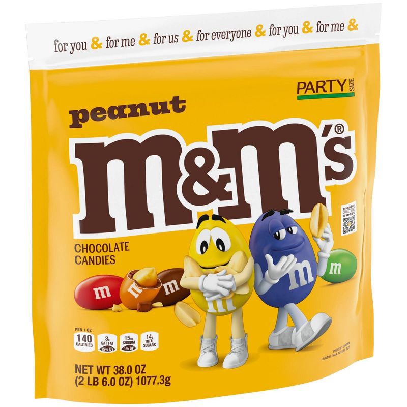 slide 7 of 11, M&M's Party Size Peanut Chocolate Candy - 38oz, 38 oz