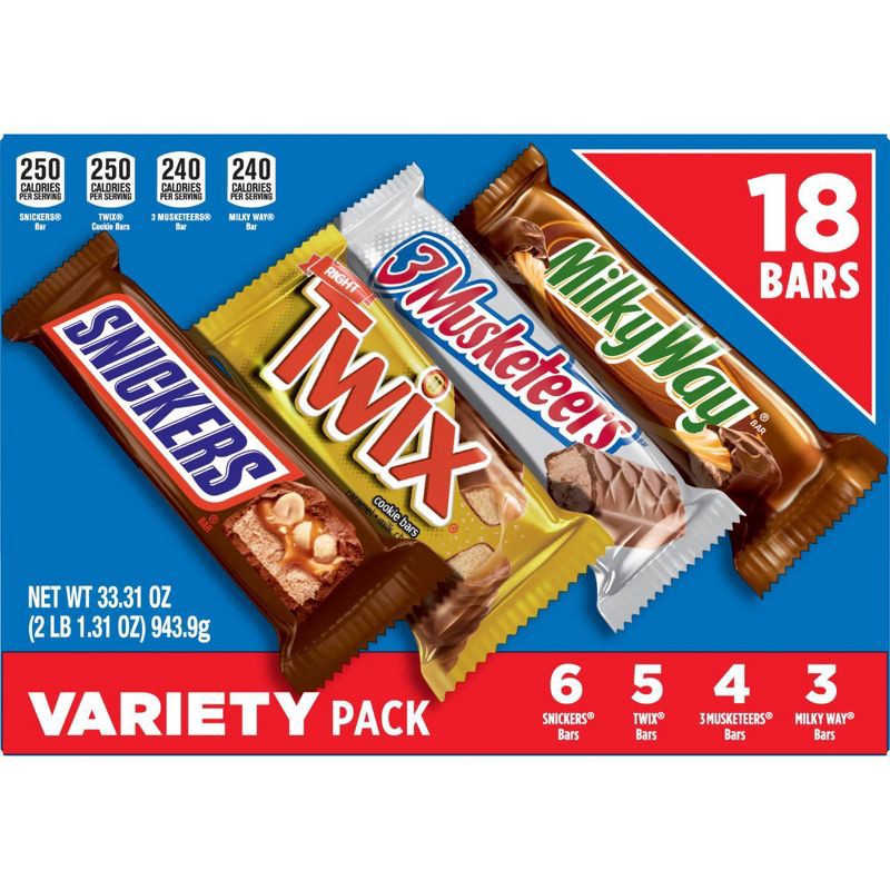 slide 9 of 12, Mars Snickers, Twix, Milky Way & More Full Size Chocolate Candy Bar Assortment Candy Mix - 18ct, 18 ct