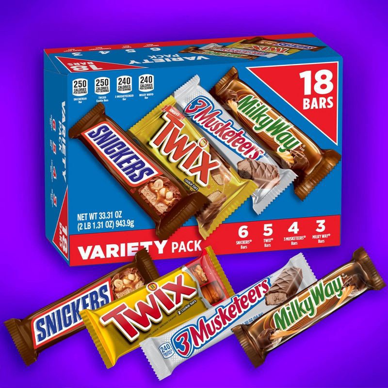 slide 4 of 12, Mars Snickers, Twix, Milky Way & More Full Size Chocolate Candy Bar Assortment Candy Mix - 18ct, 18 ct