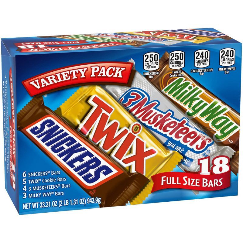 slide 7 of 8, Mars Snickers, Twix, Milky Way & More Assorted Chocolate Candy Bars - 18ct, 18 ct